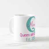 Mug Queen of cuisine monogramme vert rose simple minim (Devant gauche)