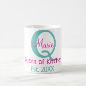 Mug Queen of cuisine monogramme vert rose simple minim (Centre)