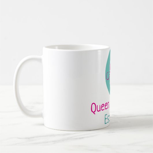 Mug Queen of cuisine monogramme vert rose simple minim (Gauche)