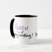 Mug Queen of f*cking tout ! Noir et pourpre (Devant gauche)
