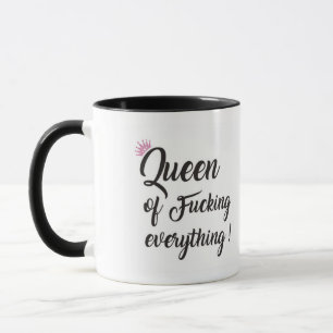 Mug Queen of f*cking tout ! Noir et rose