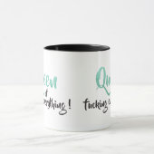 Mug Queen of f*cking tout ! Noir et Turquoise (Centre)