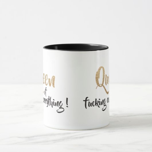 Mug Queen of f*cking tout ! Noir & Or (Centre)