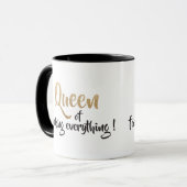 Mug Queen of f*cking tout ! Noir & Or (Devant gauche)