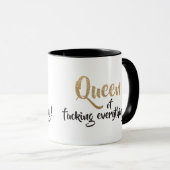 Mug Queen of f*cking tout ! Noir & Or (Devant droit)