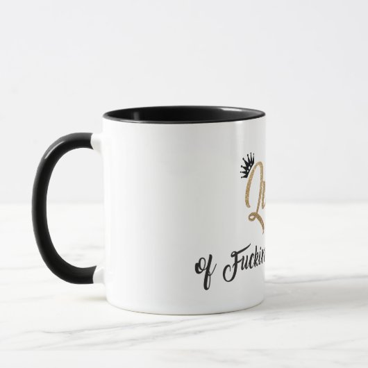 Mug Queen of f*cking tout ! Noir & Or (Gauche)