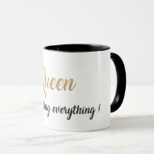Mug Queen of f*cking tout ! Noir & Or (Devant droit)