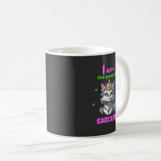 Mug Queen of sarcasm fun cat (Devant droit)