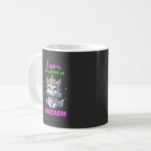 Mug Queen of sarcasm fun cat (Devant gauche)