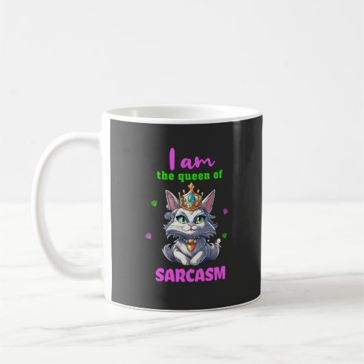 Mug Queen of sarcasm fun cat (Gauche)