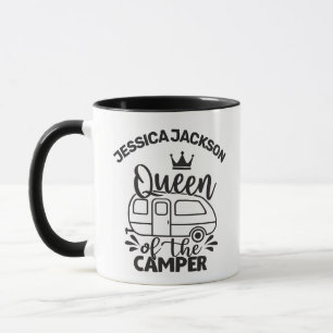 Mug Queen Of the Camper avec couronne, remorque, nom p