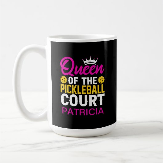 Mug Queen of the Pickleball Court Amusement Monogramme (Gauche)
