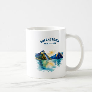 Mug Queenstown Nouvelle-Zélande Aquarelle Vintage Pays