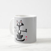 Mug Quel couteau Drôle Cartoon Chat rouge couteau sang (Devant gauche)