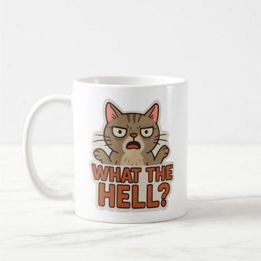 Mug Qu'est-ce que diable ? chat drôle (Gauche)