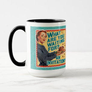 Mug Qu'Est-Ce Que Vous Attendrez ? Rétro femme au foye