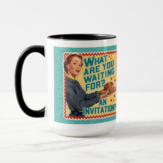 Mug Qu'Est-Ce Que Vous Attendrez ? Rétro femme au foye (Gauche)