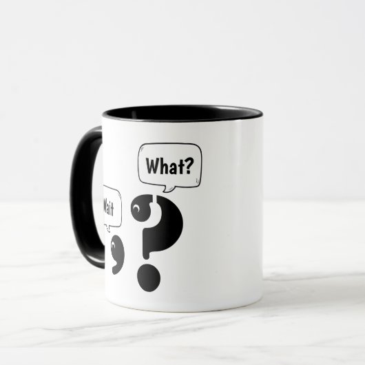 Mug Question Mark et Comma Attendre Quoi? (Devant gauche)
