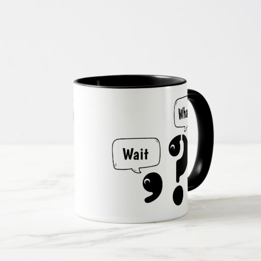 Mug Question Mark et Comma Attendre Quoi? (Devant droit)