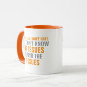 Mug QUESTIONS et TISSUS sur le BLANC clair (Devant gauche)