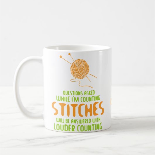Mug Questions posées pendant que je compte les mailles (Gauche)