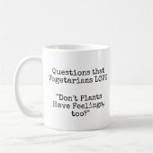 Mug Questions que les végétariens aiment! Sentiments p (Gauche)