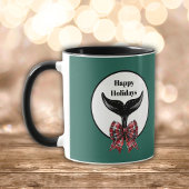 Mug Queue de baleines Noir Blanc Plaid Bow Noël
