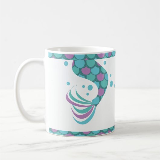 Mug Queues de sirènes pailletées rayures écailles (Gauche)