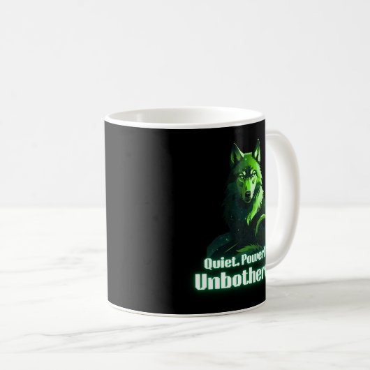 Mug Quiet Powerful Unbothered Wolf Minimal Quote (Devant droit)