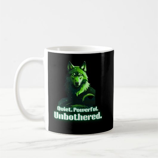 Mug Quiet Powerful Unbothered Wolf Minimal Quote (Gauche)