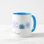 Mug Qu'il neige | Flocons de neige bleus (Devant droit)