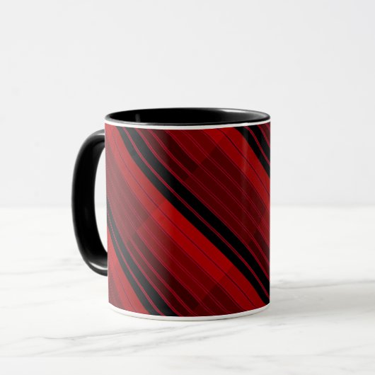 Mug Quilit en mosaïque géométrique rouge et noire (Devant gauche)