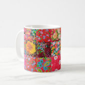 Mug Quillette patchwork artisanale avec motif floral e (Devant gauche)