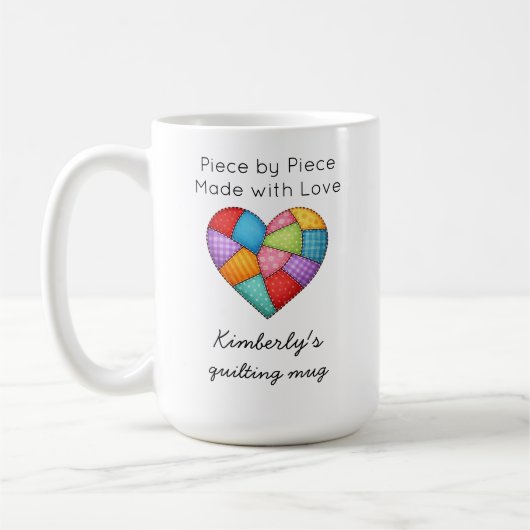Mug Quilting Colorful Patchwork Heart Sewing (Gauche)