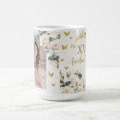 Mug Quinceañera Ivory White Floral Robe Princesse Or (Centre)