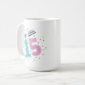 Mug Quinze et fabuleux Confetti rose personnalisés Ann (Devant gauche)
