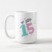 Mug Quinze et fabuleux Confetti rose personnalisés Ann (Gauche)