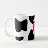 Mug Quirky Cow Patch Pattern Pink Monogram (Gauche)