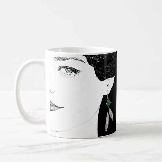Mug Quirky jolie fille visage illustration mode tendan (Gauche)