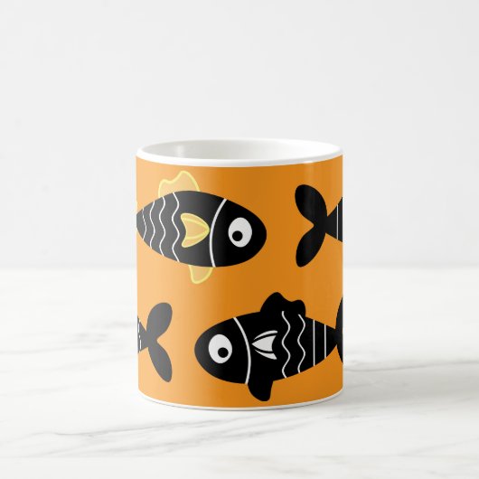 Mug Quirky Seamless Motif de poisson noir avec Jaune (Centre)