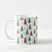 Mug Quirky Whimsical Decorated Christmas Trees Doodles (Gauche)
