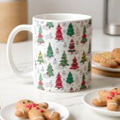 Mug Quirky Whimsical Decorated Christmas Trees Doodles