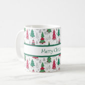 Mug Quirky Whimsical Decorated Christmas Trees Doodles (Devant gauche)
