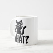 Mug "Quoi" Drôle Chat Noir. Chat meurtrier avec coutea (Devant gauche)