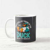 Mug Quoi que la vie vous lance Canard Citation drôle H (Gauche)