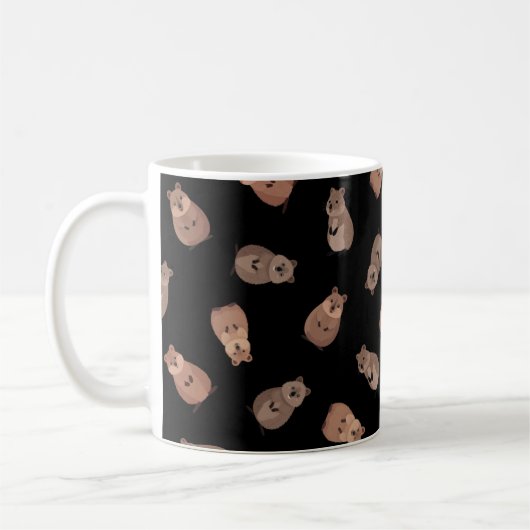 Mug Quokkas illustrés sur fond noir (Gauche)