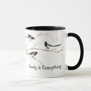 Mug Quote de famille Aquarelle Magpie Bird Famille