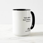 Mug quoting Philippians 4:8 "Think about these" (Devant droit)