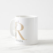 Mug R Monogramme Floral Personnalisé (Devant gauche)