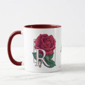 Mug R pour le monogramme rose de fleur (Gauche)